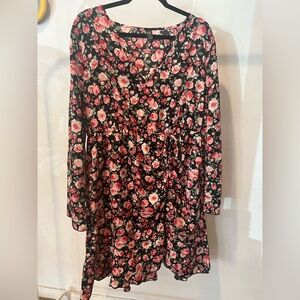 shein | allover Floral print Long Sleeve Dress